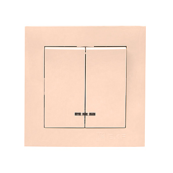 Валенсия выключатель 2-клавишный 10А кремовый с индикатором EKF PROxima в Чите