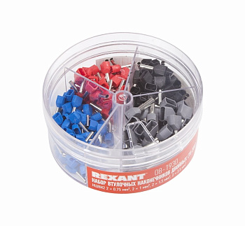 Набор втулочных наконечников двойных НШВИ2 (2х0.75 мм²; 2х1 мм²; 2х1.5 мм²; 2х2.5 мм²) в боксе (ТE-200) REXANT в Чите