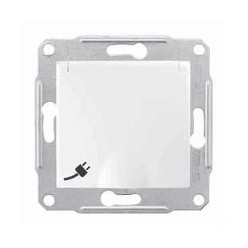 Розетка одинарная SEDNA Schneider Electric с крышкой со шторками с заземлением белая в Чите