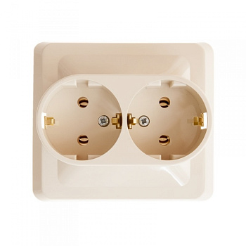 Розетка двойная ЭТЮД SE с заземлением крем в Чите