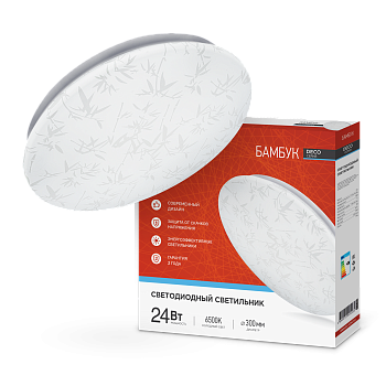Светильник светодиодный серии DECO БАМБУК 24Вт 230В 6500К 2160Лм 330х55мм IN HOME в Чите