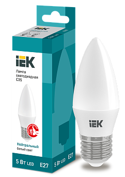 Лампа LED C35 свеча 5Вт 230В 4000К E27 IEK в Чите