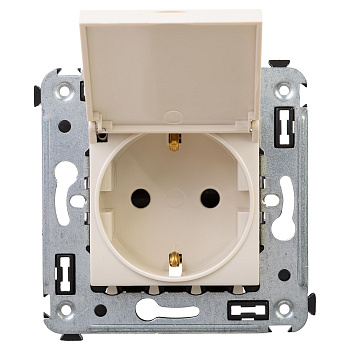 Розетка с крышкой в стену, 2P+E, с з/ш, Avanti "Ванильная дымка" DKC в Чите