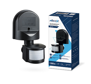 Датчик движения инфракрасный ДД 08Ч 1200Вт 180 гр.12м IP44 черный NEOX в Чите