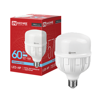 Лампа светодиодная LED-HP-PRO 60Вт 230В E27 с адаптером Е40 6500К 5700Лм IN HOME в Чите