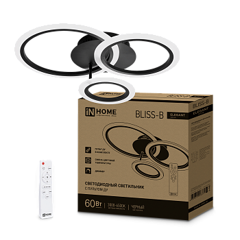 Светильник светодиодный ELEGANT BLISS-B 60Вт 230В 3000-6500K 4700Лм 508х390х120мм c пультом ДУ черный IN HOME в Чите