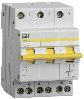 Выключатель-разъединитель трехпозиционный ВРТ-63 3P 40А IEK в Чите