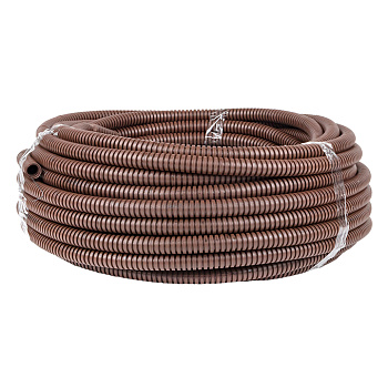 Труба гофрированная ПВХ с протяжкой d=16 мм (25 м) темное дерево Plast EKF в Чите