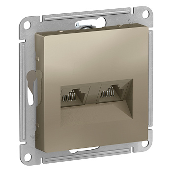 Розетка двойная компьютерная AtlasDesign SE RJ45+RJ45 шампань в Чите