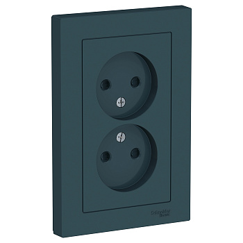 Розетка двойная AtlasDesign SE со шторками изумруд в сборе в Чите