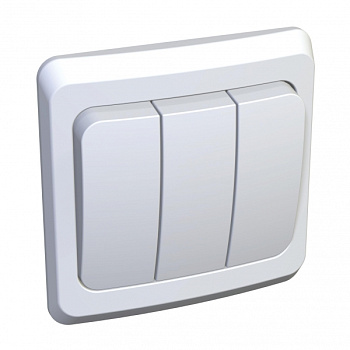 Выключатель трехклавишный ЭТЮД SE белый в Чите