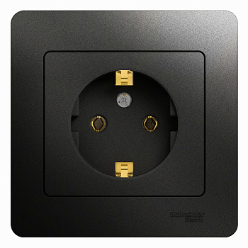 Розетка одинарная Glossa SE антрацит в сборе в Чите