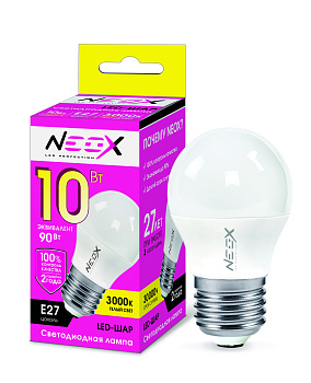 Лампа светодиодная LED-ШАР 10Вт 230В Е27 3000К 800Лм NEOX в Чите