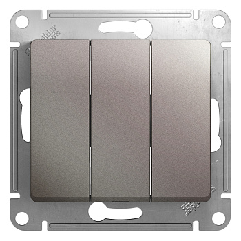 Выключатель трехклавишный GLOSSA Schneider Electric платина в Чите