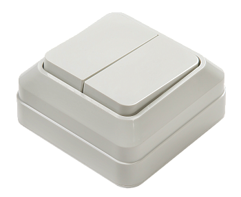 Выключатель двухклавишный BOLLETO белый накладной 7023 IN HOME в Чите