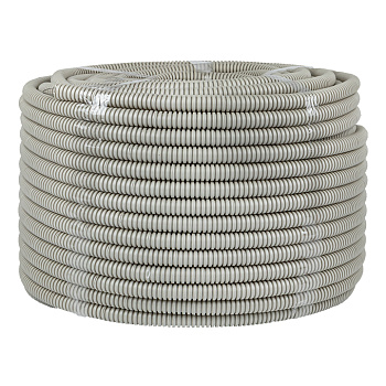 Труба гофрированная ПВХ с протяжкой d=16 мм (100 м) серая Plast EKF в Чите