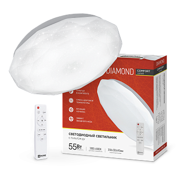 Светильник светодиодный COMFORT DIAMOND 55Вт 230В 3000-6500K 4400Лм 350x90мм с пультом ДУ IN HOME в Чите