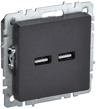 Розетка USB A+A 3,1А BRITE IEK черная в Чите