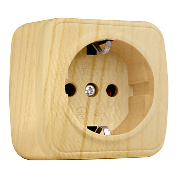 Розетка 1-местная ОП Минск 16А с заземлением светлое дерево EKF в Чите