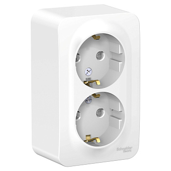 Розетка двойная BLANCA SE накладная с заземлением со шторками белая в Чите