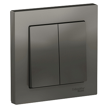 Выключатель двухклавишный AtlasDesign SE сталь в сборе в Чите