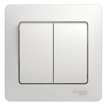 Выключатель двухклавишный Glossa SE белый в сборе в Чите