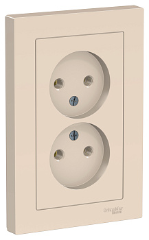 Розетка двойная AtlasDesign SE бежевая в сборе в Чите