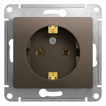 Розетка одинарная Glossa SE с заземлением шоколад в Чите