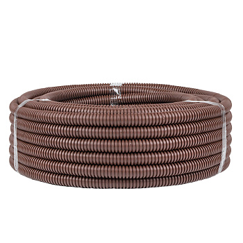 Труба гофрированная ПВХ с протяжкой d=20 мм (25 м) темное дерево Plast EKF в Чите