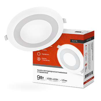Панель светодиодная встраиваемая круглая RLP-BL 9Вт 230В 4000К 540Лм 145мм с подсветкой белая IP20 IN HOME в Чите