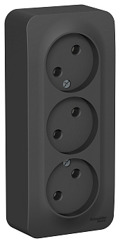 Розетка тройная BLANCA SE накладная с изоляционной пластиной антрацит в Чите