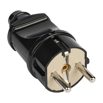 Вилка прямая с заземлением черный 16А 250В EKF PROxima в Чите