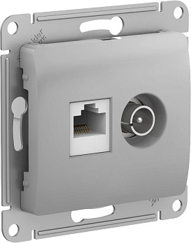 Розетка двойная ТВ+компьютерная RJ45, категории 5Е Glossa SE алюминий в Чите