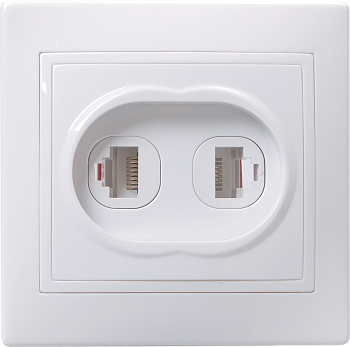 РК/Т12-КБ Розетка 2местная компьютерная и телефонная КВАРТА белый IEK в Чите