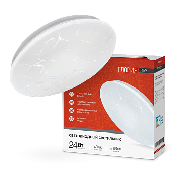 Светильник светодиодный серии DECO ГЛОРИЯ 24Вт 230В 4000К 2160Лм 330х55мм IN HOME в Чите
