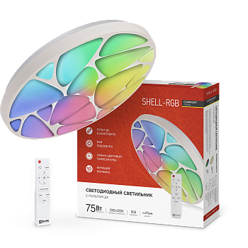 Светильник светодиодный COMFORT SHELL-RGB 75Вт 230В 3000-6500K 6000Лм 500x80мм с пультом ДУ IN HOME в Чите