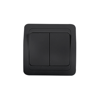 Выключатель двухклавишный CLASSICO черный 2023B IN HOME в Чите