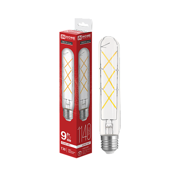Лампа светодиодная LED-T30-deco 9Вт 230В Е27 4000К 1140Лм 225мм прозрачная IN HOME в Чите