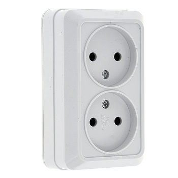 Рим Розетка 2-местная 10А без заземления белая EKF в Чите