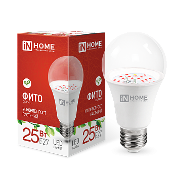 Лампа светодиодная LED-A65-ФИТО 25Вт 230В Е27 IN HOME в Чите
