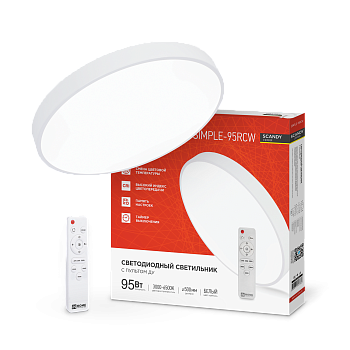 Светильник светодиодный SCANDY SIMPLE-95RCW 95Вт 230В 3000-6500K 7600Лм 500x50мм с пультом ДУ белый IN HOME в Чите