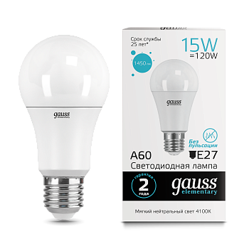 Лампа светодиодная LED-A60 15Вт E27 4100K 1450Лм Elementary GAUSS в Чите