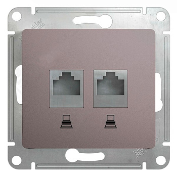 Розетка двойная компьютерная RJ45+RJ45 Glossa SE платина в Чите