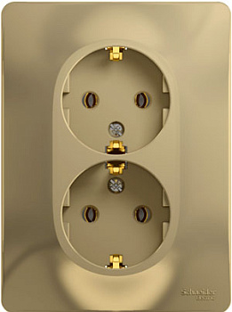 Розетка двойная Glossa SE с заземлением титан в сборе в Чите