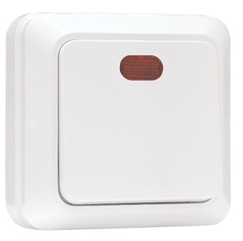 Рим Выключатель 1-клавишный с индикатором 10А белый EKF в Чите