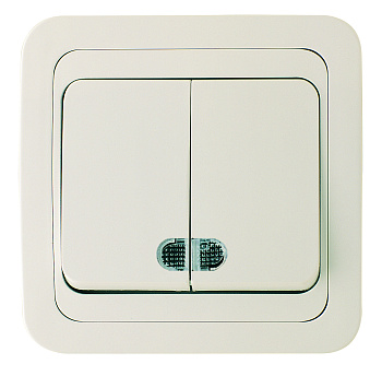 Выключатель двухклавишный МИМОЗА MAKEL с подсветкой крем в Чите