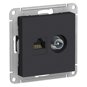 Розетка двойная ТВ+компьютерная AtlasDesign SE карбон в Чите