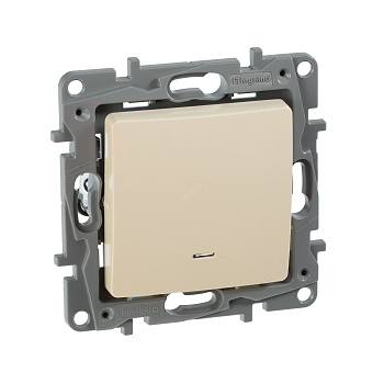 Выключатель одноклавишный ETIKA Legrand с подсветкой крем в Чите