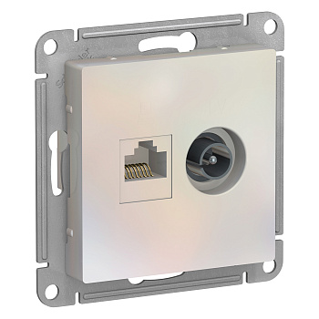 Розетка двойная ТВ+компьютерная AtlasDesign SE жемчуг в Чите