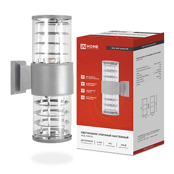 Светильник уличный настенный двусторонний НБУ ART-2хA60-GR алюминиевый серый IP54 IN HOME в Чите